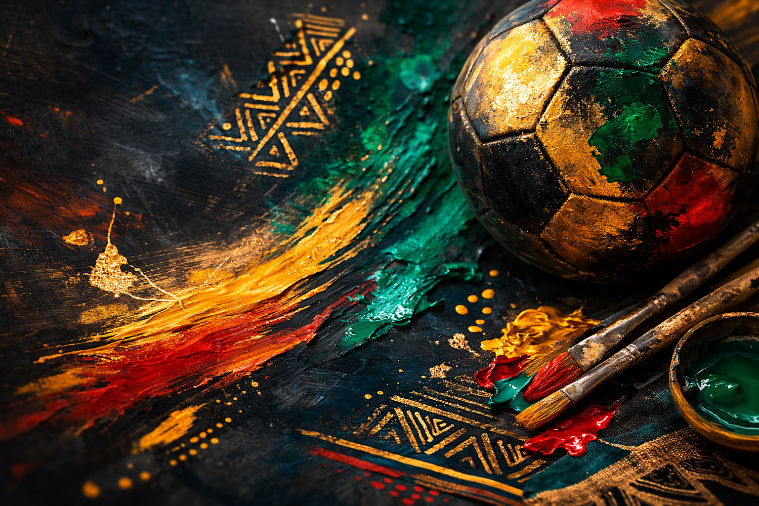 Collage of artists and soccer
